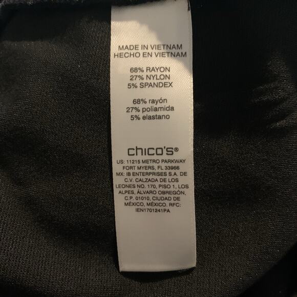 NWT Chico's Pants Womens Sz 4 (20) Fabulously Slim Black Lady Rose Ponte Pull-On - Picture 5 of 8